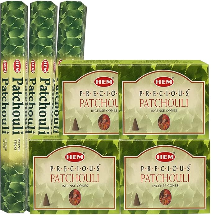 TRUMIRI Patchouli Incense Sticks and Cone Incense Holder Variety Pack Bundle