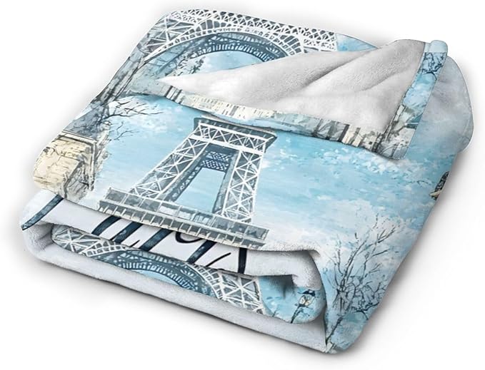 Tijuboni Paris Eiffel Tower Throw Blanket Paris Gifts for Girls Women Boys Men Adults Kids Soft Flannel Fleece Blanket for Couch Sofa Bed Home Decor 60"x80"