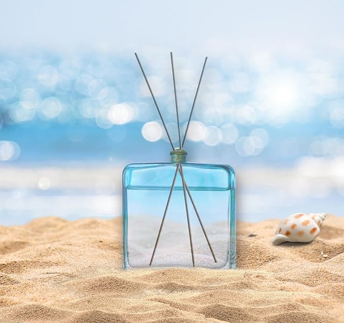 Bella Aria by Just Us Chix, Fragrant Reed Diffuser, 100ml Square Glass Bottle with 5 Reeds (Summer Sea Breeze)
