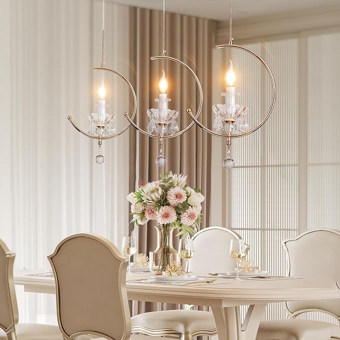 Modern Pendant Lights Kitchen Island : K9 Crystal Candle Pendant Light Fixture - 1 E12 Bulb Vintage Lighting Chandeliers for Dining Room Bathroom Bedroom Living Room Entryway