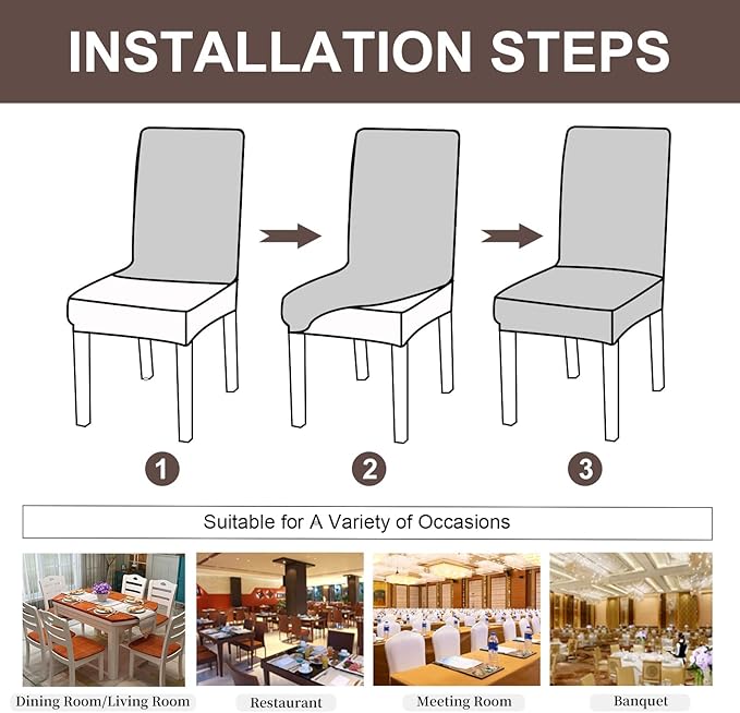 Genina Waterproof Dining Room Chair Covers Stretch Parsons Chair Slipcovers for Dining Room Kitchen Chair Protector Cover, Removable, Washable (4 Large, Flower Pattern-Wine Red)