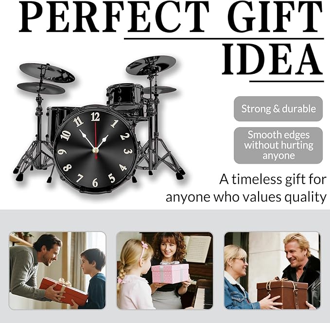 Personalized Metal Clock with Name Custom Wall Guitar Non Ticking Silent Clock for Home Decoration Music Classroom Living Room Customized Birthday Christmas
