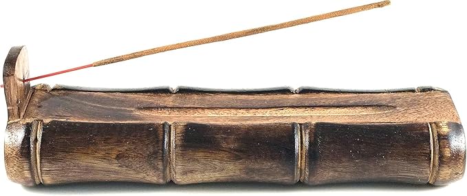 Incense Holder Burner Handmade Stick Incense Burner with Storage Compartment, Ash Catcher for Meditation, Yoga, Catches All Ashes, Bamboo Style Gift Home Decor Incense Stick Holders Burners