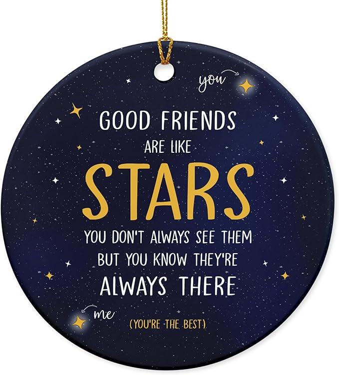 GEEMBI Christmas Friend Gifts for Women Men - Ceramic Friends Christmas Ornaments 2025 - Long Distance Birthday Gifts for Women Friendship, Stocking Stuffers Good Friends Ornament Xmas Decorations