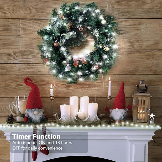 Battery Operated String Lights (4 Pack), 16.5ft 50 LED Fairy String Lights Battery Powered with Remote & Timer for Indoor Outdoor Christmas Trees Wreath Decoration Bedroom Patio - Cool White