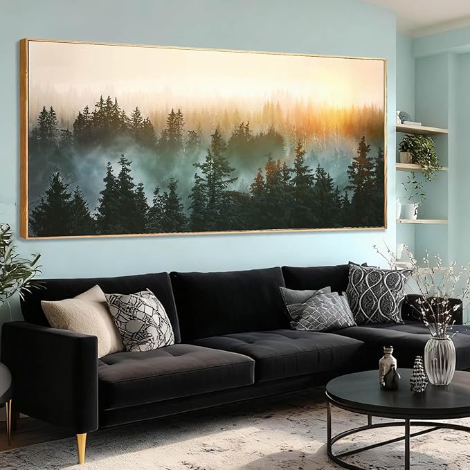 YJYart Nature Wall Art Tree Wood Wall Decor Forest Canvas Pictures 32"x70" Bedroom Artwork Over Bed Poster for Dining Room Office
