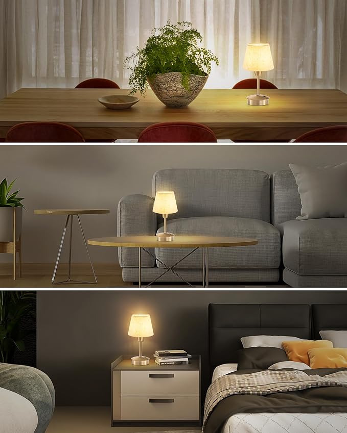 2 Pack Small Cordless Table Lamp for Restaurant Dinner Table, 5200mAh Battery Operated Lamps, Rechargeable Portable Dimmable Touch Bedside Night Light for Side End Table Dining Room Patio Outdoor