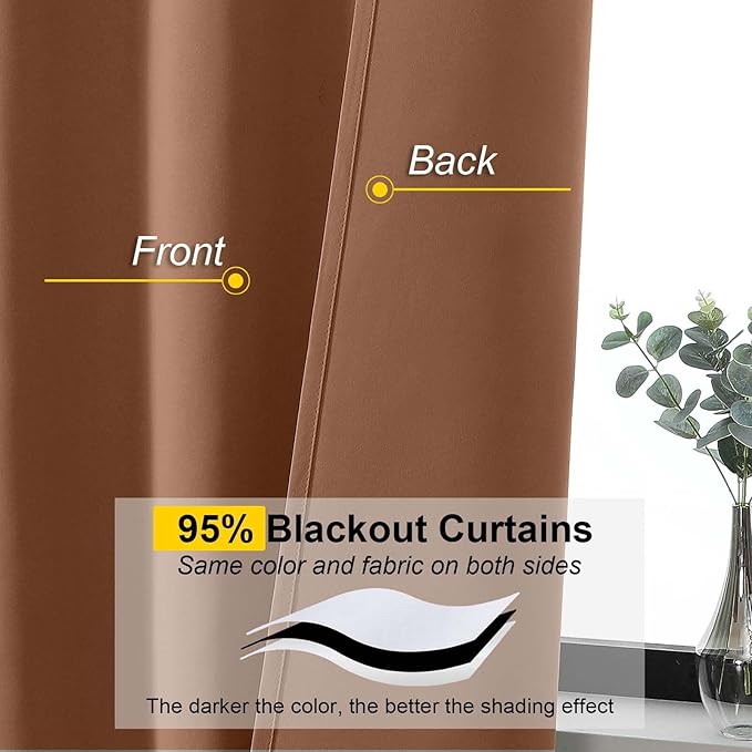 Sun Baked Blackout Curtains 84 Inch Length 2 Panels Set, Soft Solid Thermal Insulated Room Darkening Curtains 84 Inches Long for Bedroom Living Room, Rod Pocket Drape, Each 40" Wx84 L