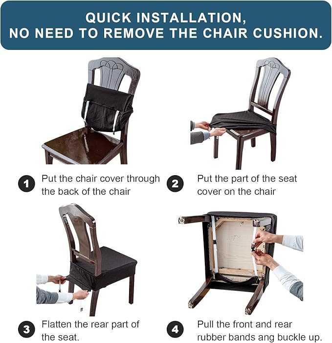 Genina Waterproof Seat Covers for Chairs Seat Covers for Dining Room Chair Slipcovers Kitchen Chair Covers Dining Chair Covers