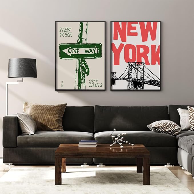 New York City Wall Art Nyc Canvas Wall Decor Vintage New York Pictures Poster Trendy Minimalist Wall Art Retro Prints New York City Painting Modern Artwork for Living Room 12x16x2 Inch Unframed