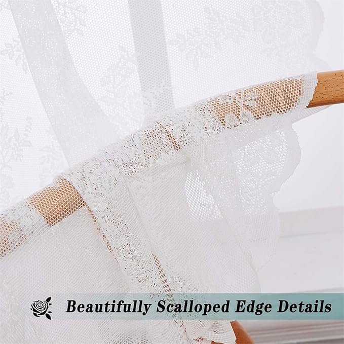 Soft Polyester Lace Curtain Breathable Sheer Window Covering Drape for Privacy and Light in Any Room Drape