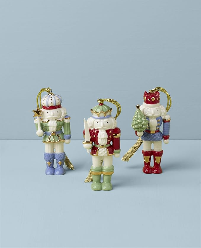 Lenox 896870 Nutcracker 3-Piece Ornament Set, Christmas