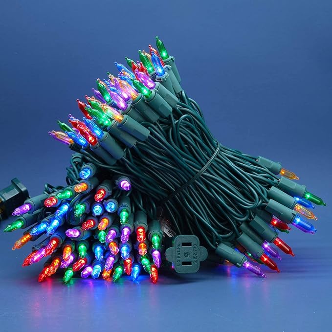 200 Count Multicolor LED Christmas Lights, 66 ft Green Wire UL Certified Commercial Grade Holiday String Light Set (Multicolor)