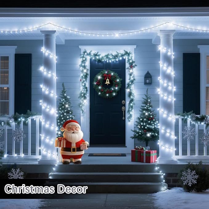2 Pack 403 FT 1000 LED Christmas Lights Outdoor Fairy Lights Plug in Extra Long Clear Wire String Lights with Remote Timer 8 Modes for Outside House Tree Garden Wedding Party Decorations-Cool White