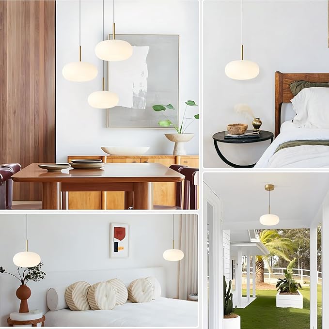Gold Globe Pendant Light Fixture Vintage Hanging Light Fixtures Modern Pendant Lights Kitchen Island Set of 2 Farmhouse Dimmable LED Pendant Light with Remote Control MPL02-20G-2 (2 Pack)