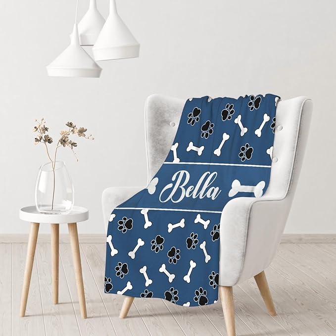 Custom Dog Blankets with Pictures Custom Name Blanket for Pets Customized Pet Photo Blanket Pet Lover Gifts,The Lightweight Blanket All-Season 80"x60"for Adult