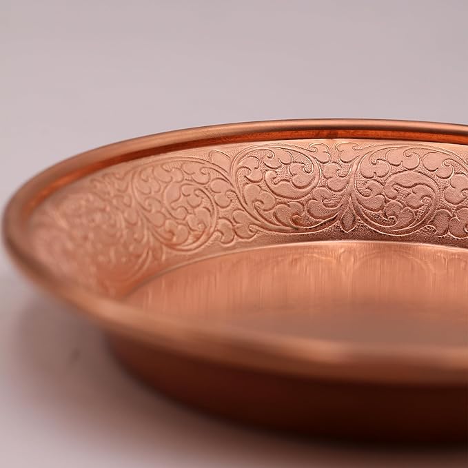 Copper Offering Prayer Ritual Bowl - Hand-Hammered Brass Decorative Plate Great for use Smudging, Incense Burner Holder,Candle Dish, Ash Catcher,Jewelry Dish,keys Basket
