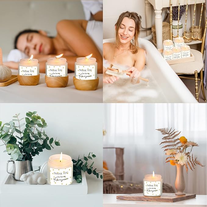 MTLEE 20 Pcs Thank You Candles Bulk 3.5 oz Christmas Employee Appreciation Gifts Scented Soy Wax Candles Thank You for Being Awesome Inspirational Jar Candle for Nurse Volunteer Coworker(Elegant)