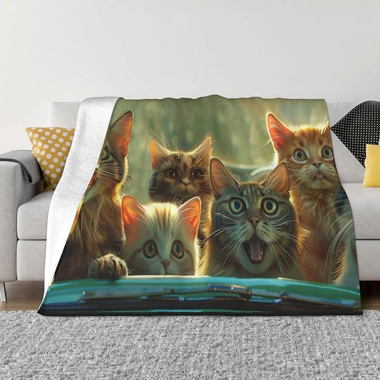 Cat Throw Blanket Cute Cats Decor Blanket Super Cozy Plush Lightweight Soft Plush Flannel Fleece Blanket Gifts for Cat Lover Girls Boys Kids Women Men Teenager for Sofa Bed Couch 80"X60"