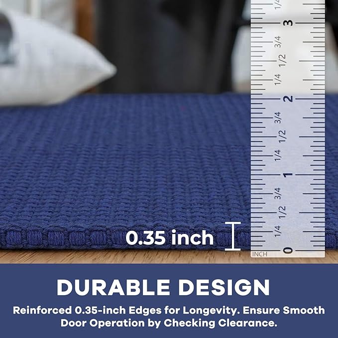 KOZYFLY Runners for Hallways 2x7 ft Washable Kitchen Runner Non Slip Rubber Backed Hall Runners Cotton Entryway Runner Rugs Floor Carpet for Indoor Backdoor Bedroom Kitchen, Royal Blue/Navy