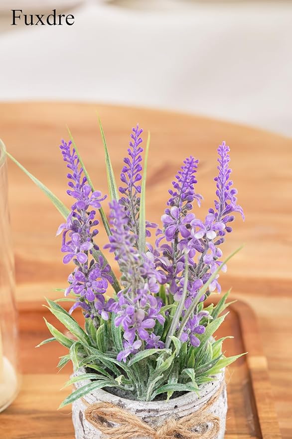 Small Fake Plants with 2 Pack, The Lavender for Bathroom Shelf Decor, Lavender Plant for Home Living Room Office Bedroom Table Tray Shelve Farmhouse Decor Indoor