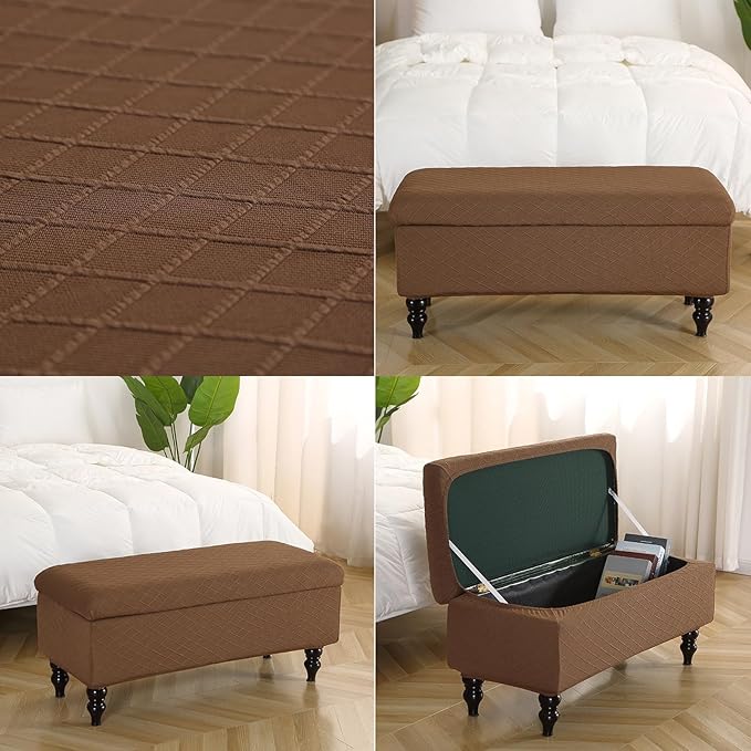 FUANGUI Ottoman Cover Stretch Storage Ottoman Bench Slipcover Printed Folding Storage Bench Ottoman Cover Footrest Stool Slipcover Footstool Protector Cover with Elastic Bottom, Large