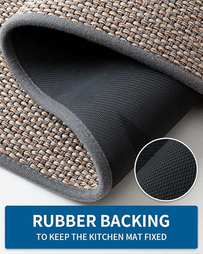 MontVoo Kitchen Rugs and Mats Non Skid Washable, Absorbent Runner Rugs for Kitchen, Front of Sink, Kitchen Mats for Floor(Grey, 20"x47")