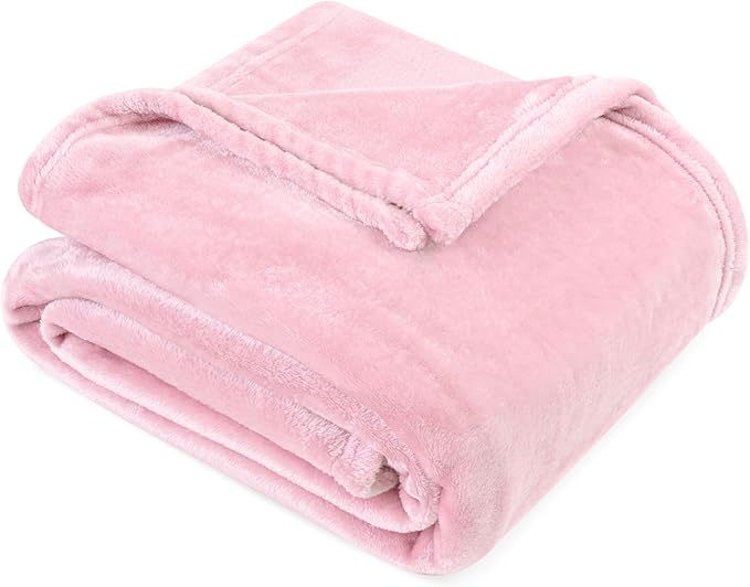PAVILIA Light Pink Fleece Throw Blanket for Couch, Blush Pink Soft Fuzzy Flannel Throw for Sofa, Luxury Plush Microfiber Bed Blanket, Cozy Home Decorative Velvet Gift Blanket, 50x60