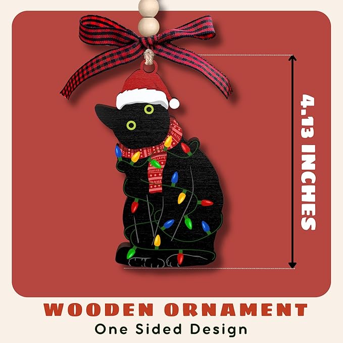 TUMSHANIP Black Cat Christmas Ornament - Cats Christmas Ornaments, Kitten Ornaments - Black Cat Gifts for Women - Cats Lover Gifts for Women, Lady, Mom - Wood Ornament 2025