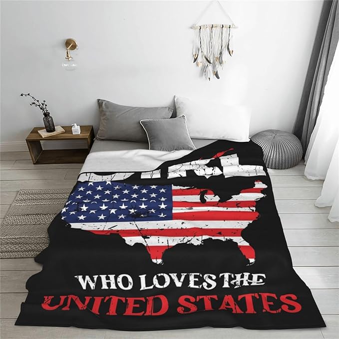 American Girl Throw Blanket Just A Girl Who Loves United States Decor Blanket Super Cozy Plush Lightweight Soft Plush Flannel Fleece Blanket Gifts for Girls Boys Kids Women for Sofa Bed Couch 60"X80"