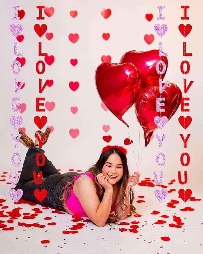 8 Pack I Love You Heart Garland Banner