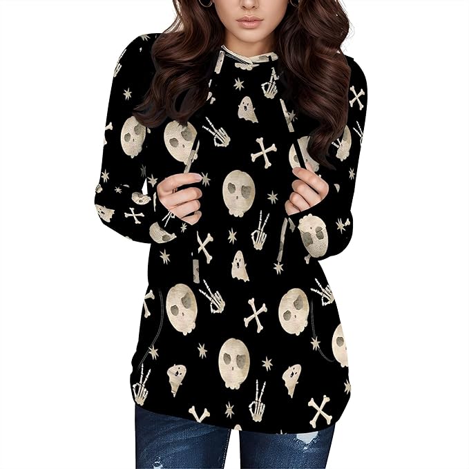 Halloween Womens Pullover Sweatshirts Trendy Drawstring Fall Sweatshirt Halloween Best Gift For Wife And Daughter