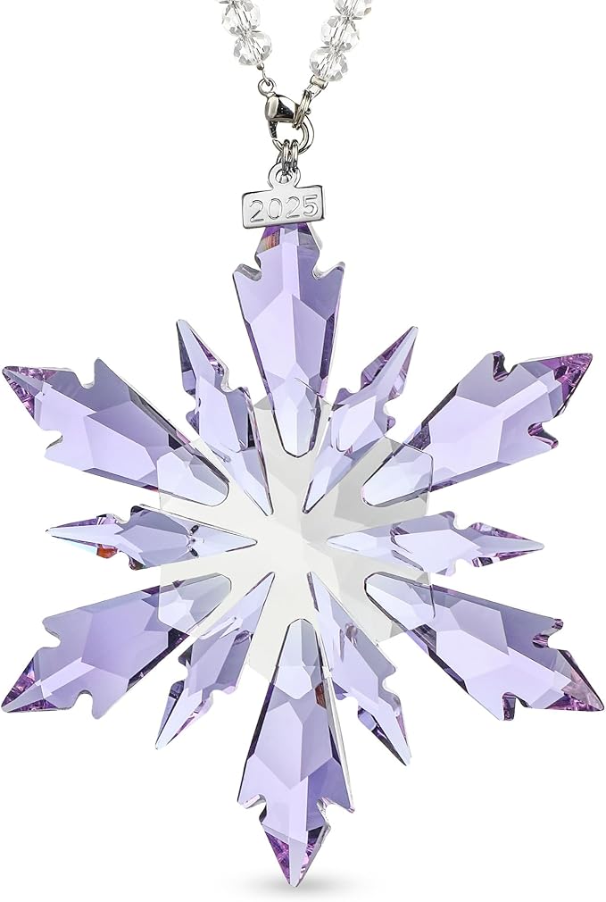 2025 Purple Christmas Ornaments Crystal Glass Snowflake Star for Christmas Tree Ornaments Pendant Crystal Sun Catcher Home Hanging Decor