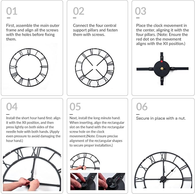 Large Wall Clock for Living Room Decor – 32 Inch Silent Non-Ticking Modern Farmhouse Wall Clock, Oversized Decorative Metal Roman Numeral Clock