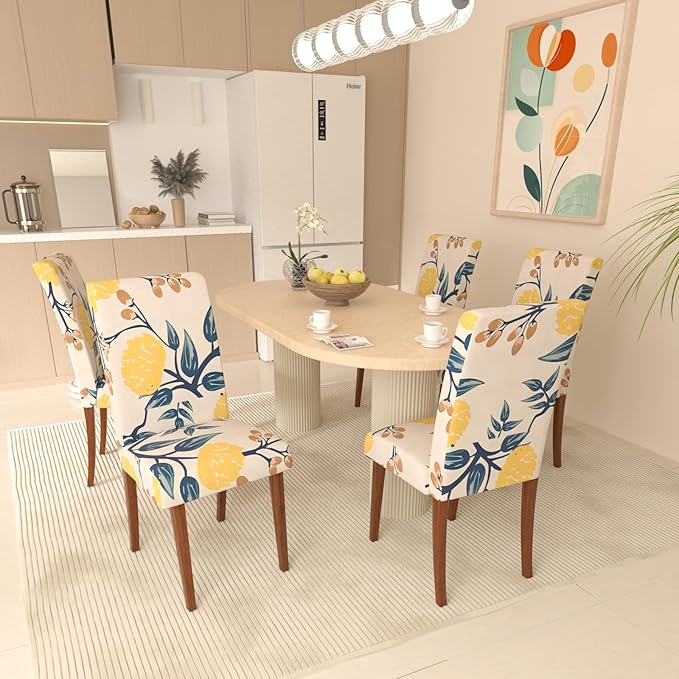 Stretch Dining Chair Covers Set of 2,Floral Print Chair Covers,Soft Removable Washable,Pet Friendly Furniture Protector,Universal Chair Slipcovers for Home, Kitchen,Ceremony Dining Room Seat
