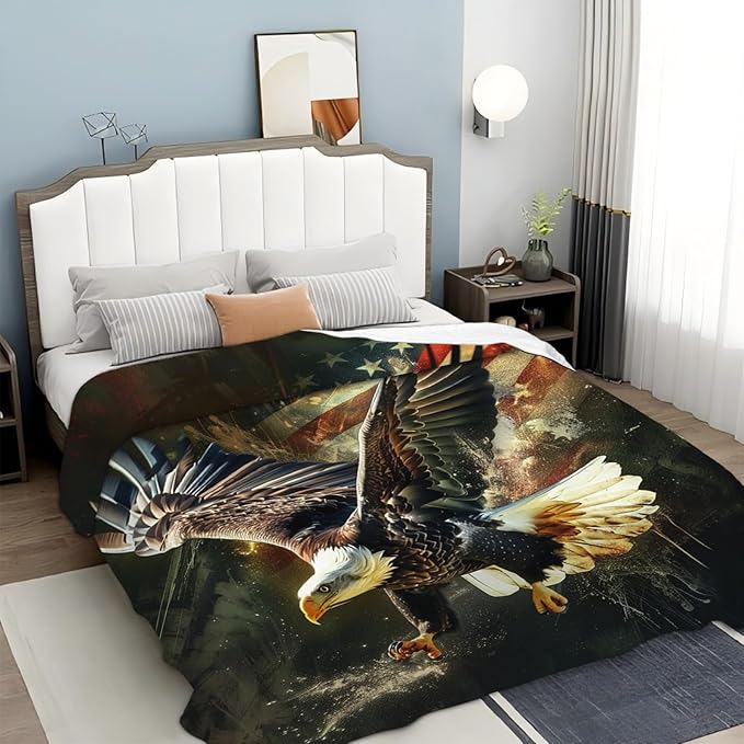 Tijuboni American Eagle Throw Blanket Eagle Gifts for Girls Boys Women Men Kids Adults Soft Flannel Fleece Blanket for Couch Sofa Bed Home Decor 40"x50"