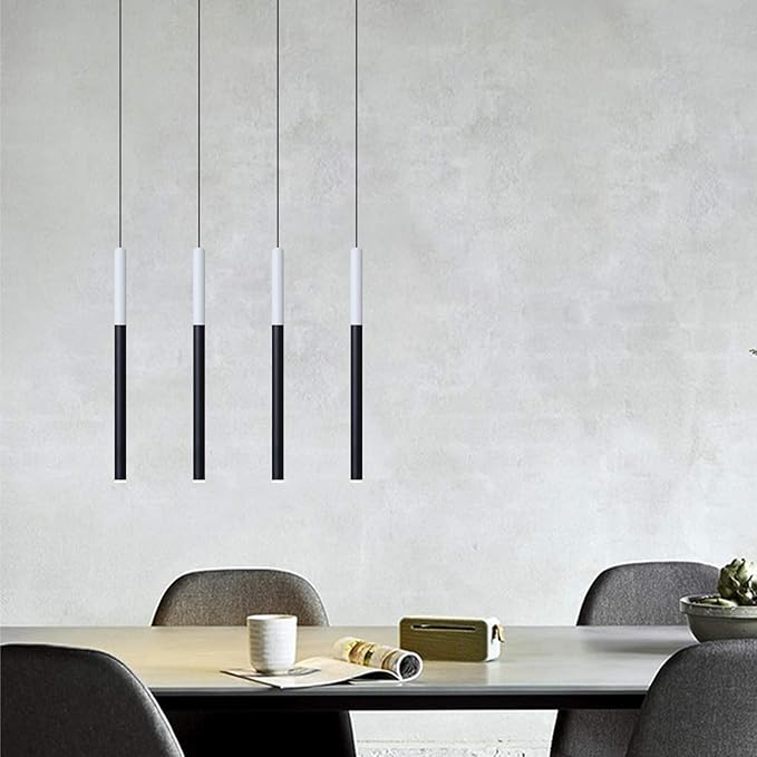 ALTAIR 4 Mini Pendant Lighting White-Black - LED Hanging Light Fixture for Kitchen Island, Bar, Foyer - Cluster Pendants - Dimmable, Adjustable Wire, Lamp Bulb Included
