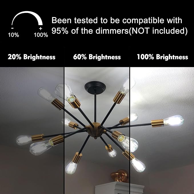 TJOY 50 Pack Vintage Edison LED Light Bulbs, Dimmable, 60W Equivalent, E26 Medium Base, 5000K Daylight, ST58, 8W, 800LM, Ultra-Bright, 80+CRI, Antique Decorative Filament, Clear Glass