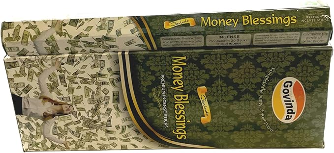 Govinda Premium Incense - 120 Masala Coated Incense Sticks, Money Blessings