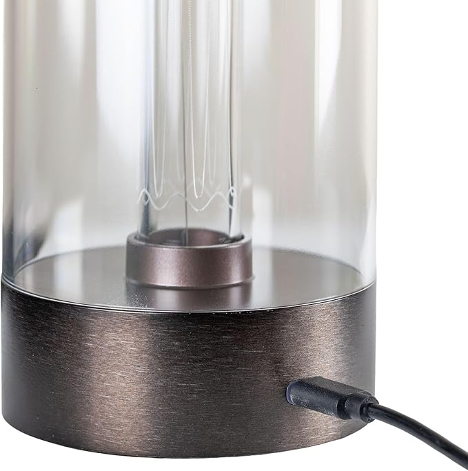 Cordless Table Lamp – Rechargeable Touch Control Bedside Lamp, Dimmable Warm White LED Light with USB-C Charging, 1800mAh Battery, Oil Rubbed Bronze Design, Etched Filament-Style Glow
