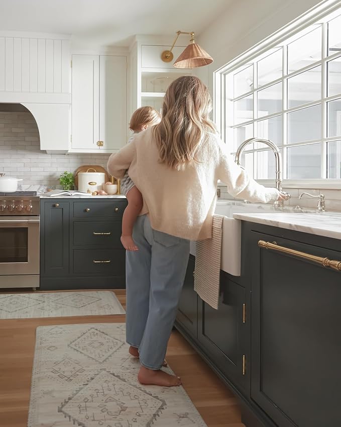 House of Noa Nama Standing Mat – Anti-Fatigue Cushioned Kitchen Mats for Floor | Ergonomic Bounce-Back Foam Kitchen Mats | Anti-Fatigue Mats for Kitchen & Standing | Ula Calico | 22" x 54"