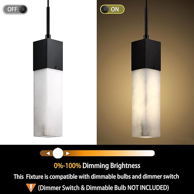 3 Pack 1 Light Hanging Kitchen Island Natural Alabaster Marble Pendant Ceiling Light Fixture,Modern Industrial Farmhouse Light Black Finish Over Sink Restaurant bar Corridor
