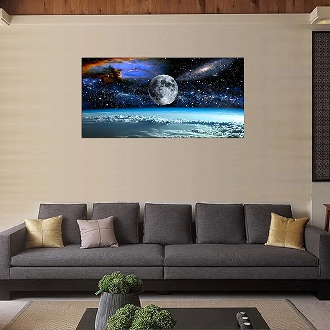 XXM WallArt FC2575 Space View From Earth Canvas Wall Art Landscape Modern Decor Abstract Canvas for Living Room Bedroom Kitchen Home and Office Wall Decor