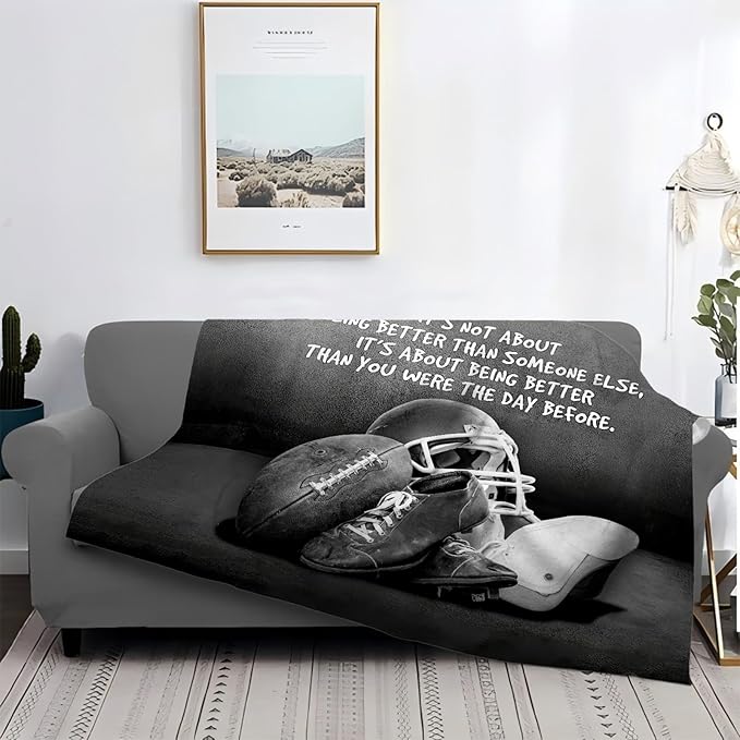 Tijuboni Football Sports Throw Blanket Rugby Gifts for Men Boys Women Girls Kids Adults Soft Flannel Fleece Blanket for Couch Sofa Bed Home Decor 60"x80"