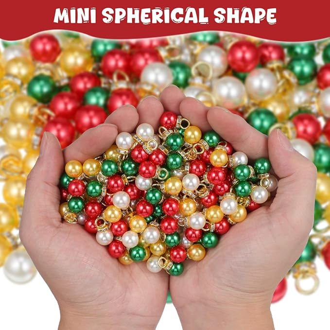 200pcs Christmas Mini Balls Ornaments Multicolour Imitation Pearl Pendants Miniature Xmas Tree Hanging Decorations Small Vintage Glitter Balls for Holiday Party Outdoor Indoor Diy Craft Sup