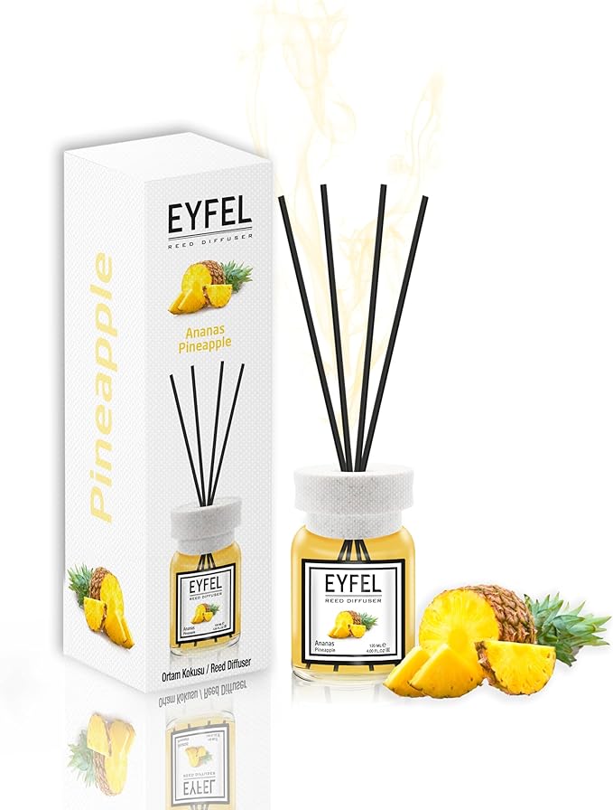 EYFEL Reed Diffusers for Home – Pineapple Reed Diffuser Set 4.05 fl oz Oil Diffuser Sticks, Bathroom Diffuser, Home Fragrances, Scented Sticks, Home Decor