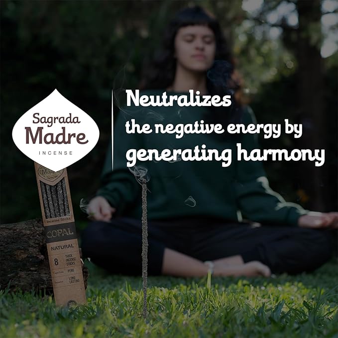 Sagrada Madre 8 pcs Wildly Harvested Thick - Natural Copal Incense Sticks, 9” Long - Eco Friendly, Aromatic Non Toxic Incense Sticks (1hr Burning Time) to Heal & Purify Your Body and Surroundings