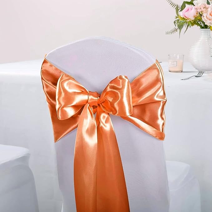 Orange Table Runners 6 Pack ,Bright Satin Table Runner 12x108 Inches Long, Silk and Smooth Fabric Table Runner for Wedding Banquet Birthday Halloween Thanksgiving Decoration