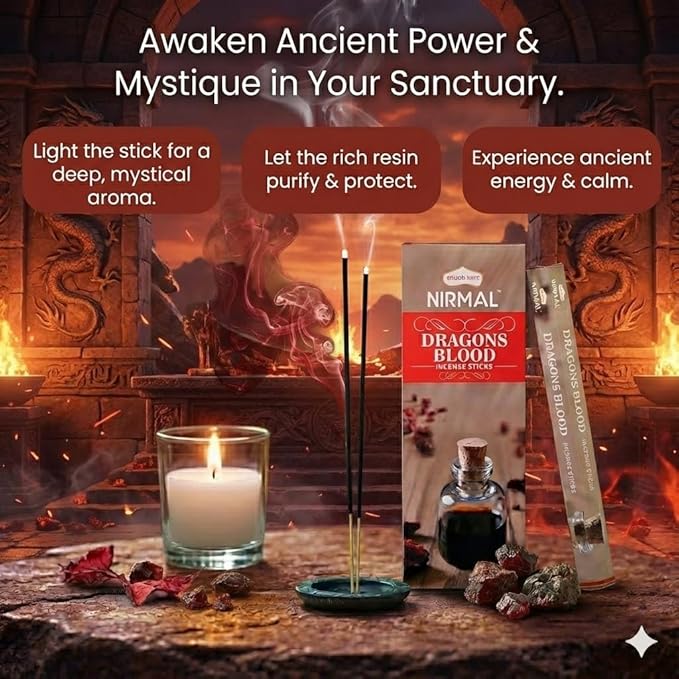 Shubhkart Hexa Dragon's Blood Incense Sticks, Pack of 6 (120 Sticks). Deep, Earthy & Resinous Aroma for Protection Rituals, Empowerment, Meditation & Spiritual Focus