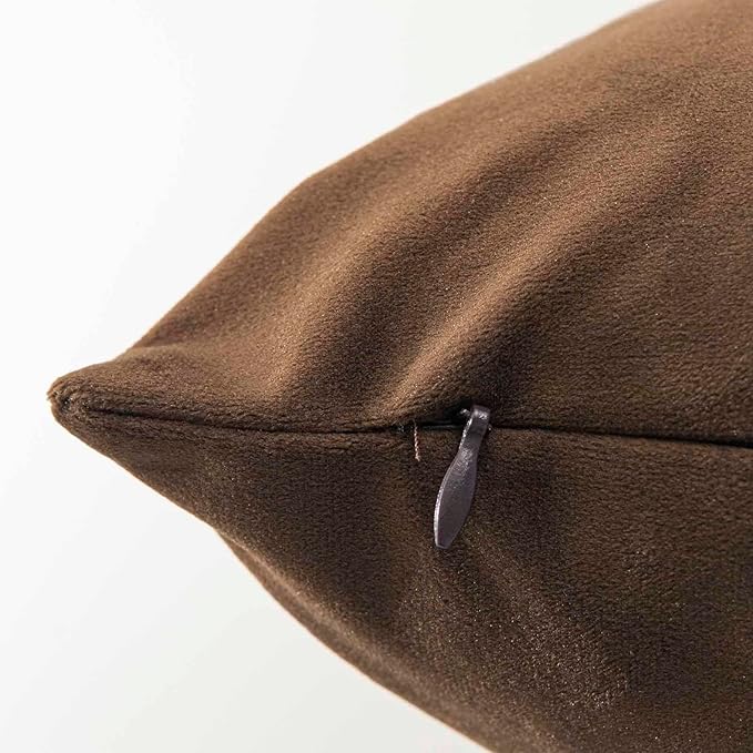 JUSPURBET Brown Throw Pillow Covers Set of 2 Decorative 22x22 Velvet Pillow Covers for Couch Sofa Bed Soft Cushion Covers Cases with Invisible Zipper for Living Room Home Decor
